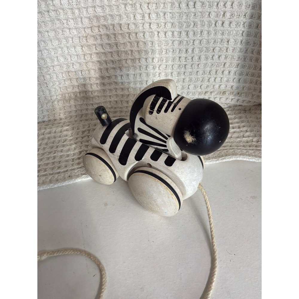 Traditional Unisex Unbranded Wooden Zebra Pull Toy OS White Black
